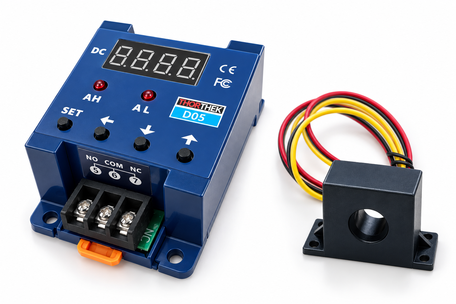 Illustration of the THORTHEK D05 set with a 50 A DC current sensor